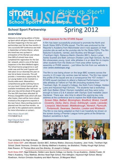 STOKE School Sport Partnerships - Sport Across Staffordshire