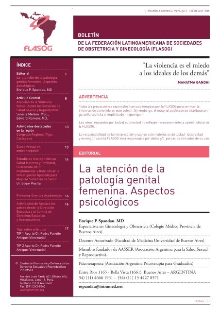 La atención de la patología genital femenina. Aspectos psicológicos