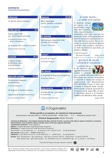 Il Doganalista n. 6 - Consiglio Nazionale Spedizionieri Doganali