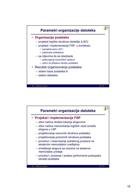 Parametri organizacije datoteka