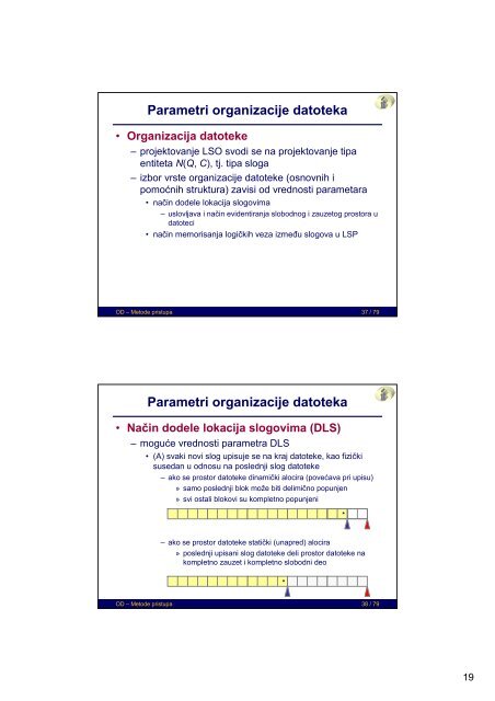 Parametri organizacije datoteka