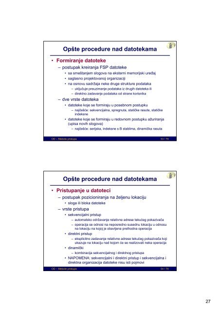 Parametri organizacije datoteka