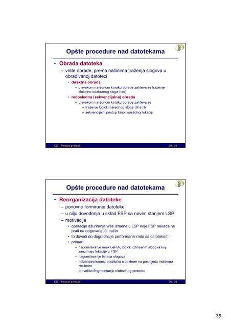 Parametri organizacije datoteka