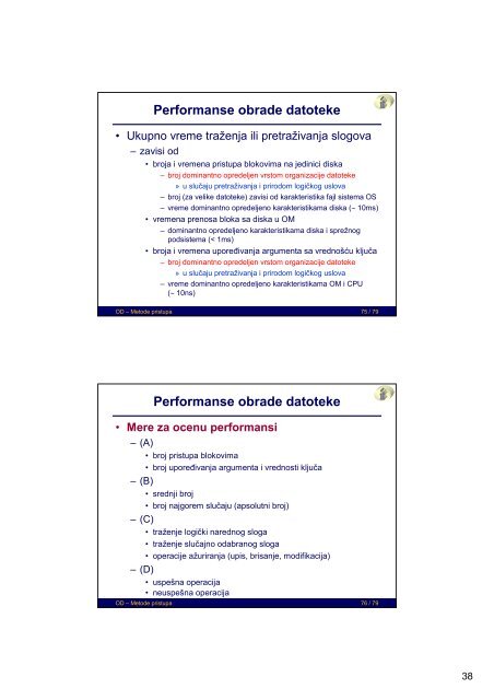 Parametri organizacije datoteka