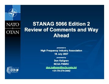 STANAG 5066 Edition 2 Review of Comments and Way Ahead