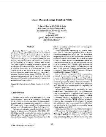 Object oriented design function points - Distributed and Object ...