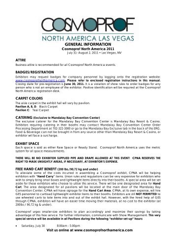 GENERAL INFORMATION - Cosmoprof North America