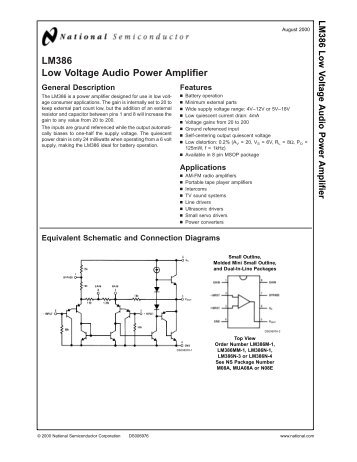 LM386 Low Voltage Audio Power Amplifier