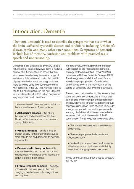 Review of Dementia Services in Westminster December 2009