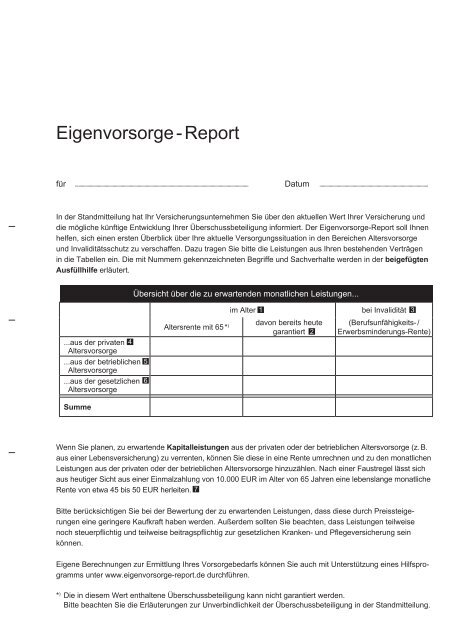 Eigenvorsorge Report Continentale