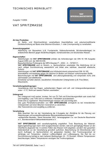 vat-spritzmasse - Vat-spezialbaustoffe.de