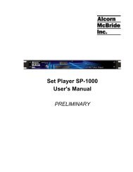 SP-1000 User Guide - Alcorn McBride, Inc.