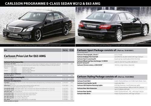 Carlsson E-Class W212 / C207 / AMG (ENG) without prices