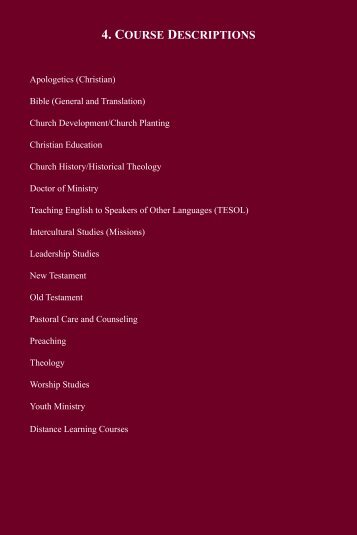 Course Descriptions - Lincoln Christian University