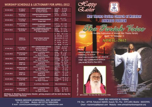 worship schedule & lectionary for april-2012 - Ahmadi Marthoma ...