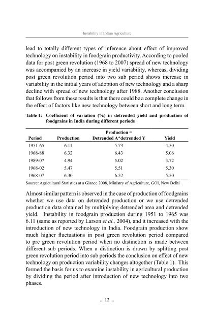 Instability in Indian Agriculture - NCAP