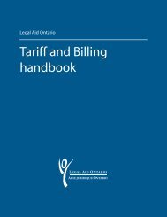 Tariff and Billing Handbook - Legal Aid Ontario