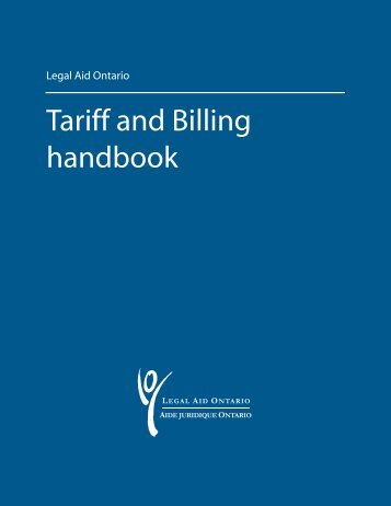 Tariff and Billing Handbook - Legal Aid Ontario