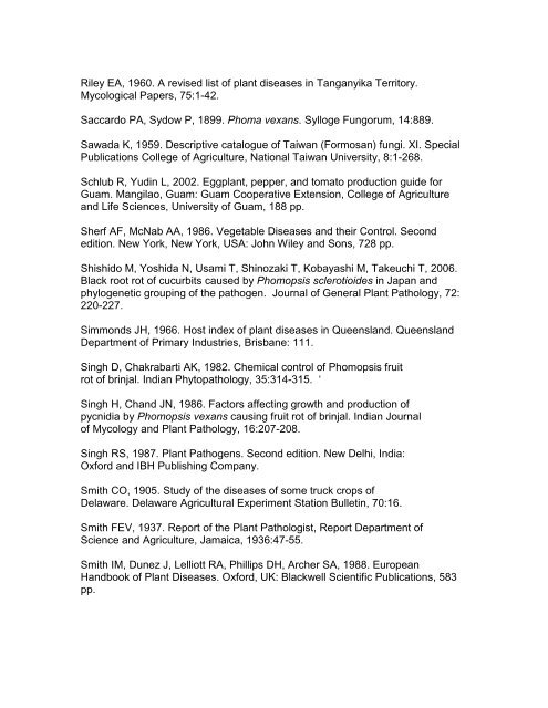 References - Systematic Botany and Mycology Laboratory