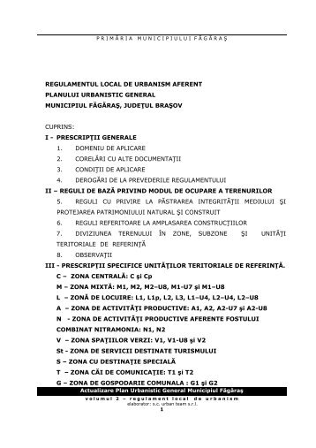 regulamentul local de urbanism aferent - Primaria Municipiului ...