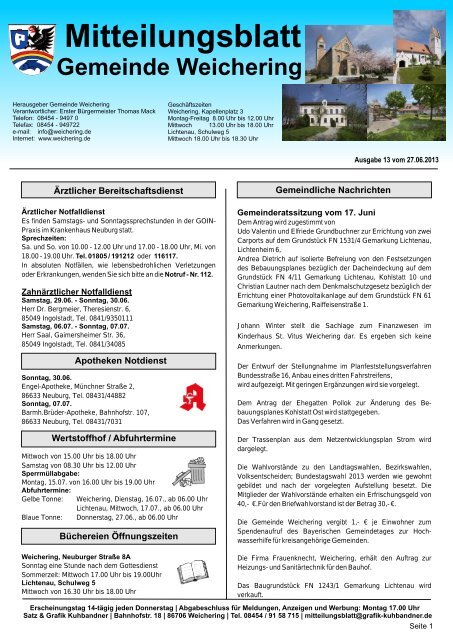 Mitteilungsblatt - Weichering