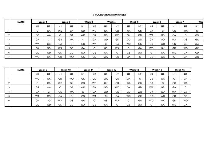 8 PLAYER ROTATION SHEET N