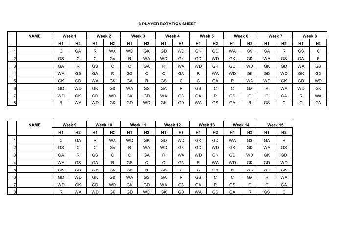 8 PLAYER ROTATION SHEET N