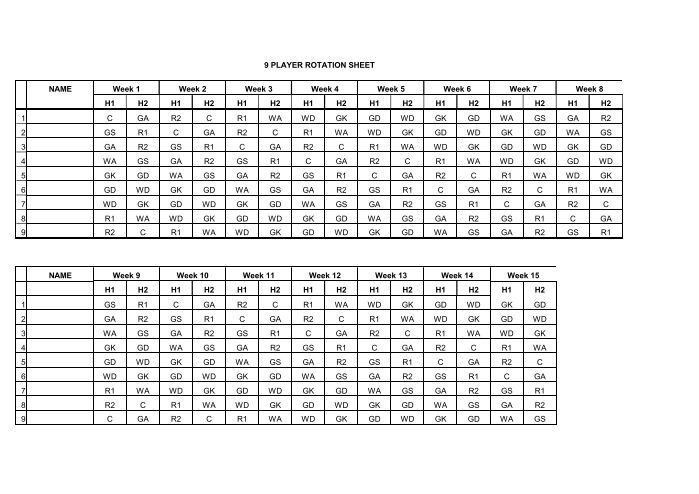 8 PLAYER ROTATION SHEET N