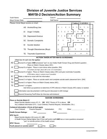03-03B MAYSI-2 Decision Action Summary Form