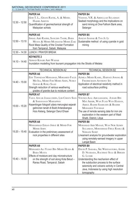 National Geoscience Conference 2011 - Department Of Geology ...