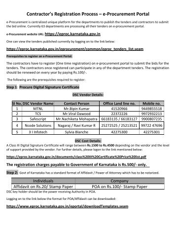 Contractor's Registration Process â e-Procurement Portal