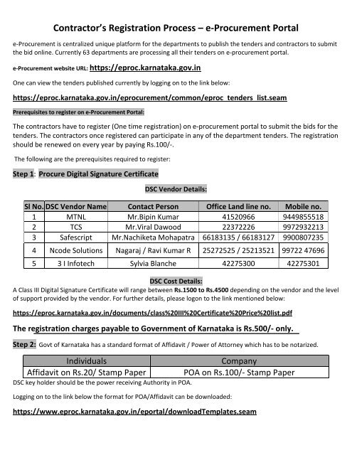 Contractor's Registration Process â e-Procurement Portal