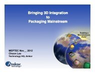 Bringing 3D Integration to Packaging Mainstream Bringing ... - Meptec