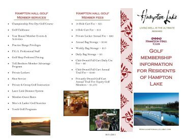 2012 Golf Membership Brochure - Hampton Lake