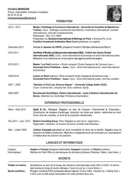 Cv Master Arbitrage Commerce International