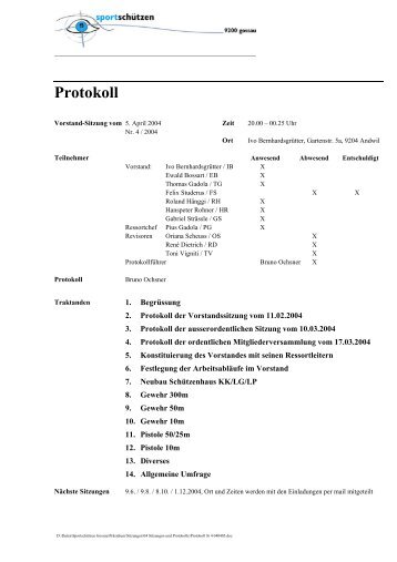 Protokoll - Sportschützen Gossau