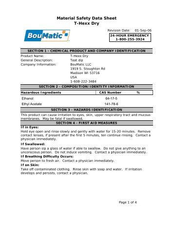 Material Safety Data Sheet T-Hexx Dry - BouMatic