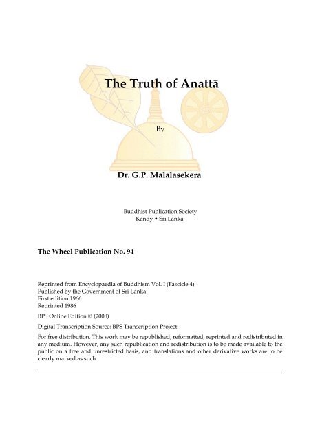 The Truth of Anatta - Buddhist Publication Society