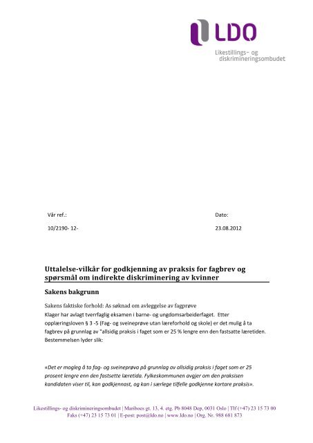 Dokument i PDF-format - Likestillings- og diskrimineringsombudet