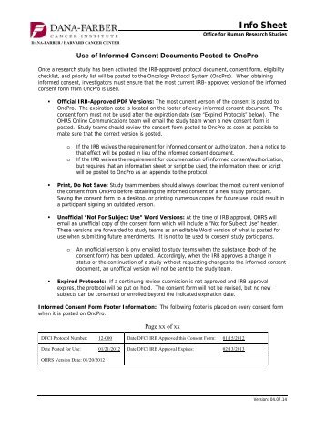 Use of Informed Consent Documents Posted to OncPro