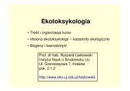 Ekotoksykologia - Instytut Nauk o Årodowisku UJ w Krakowie