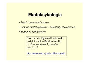 Ekotoksykologia - Instytut Nauk o Årodowisku UJ w Krakowie