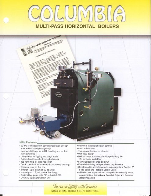 the Columbia MPH Series boiler model chart - ABT Allied Beverage ...