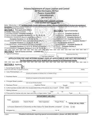Application - Arizona Department of Liquor Licenses and Control