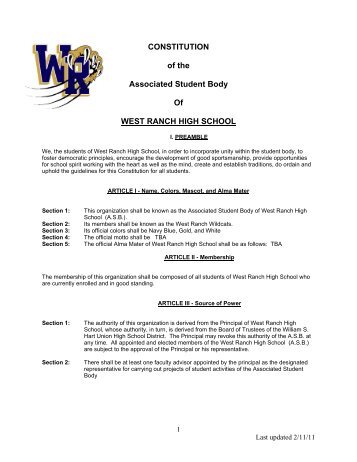 ASB Constitution - West Ranch High School