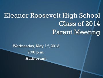 May 2014 Parent Meeting Notes