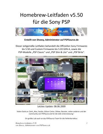 Homebrew-Leitfaden v5.50 für die Sony PSP