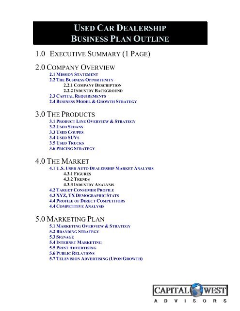 a sample business plan