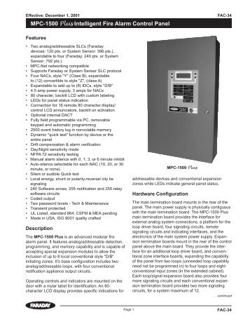 MPC-1500 Plus Intelligent Fire Alarm Control Panel
