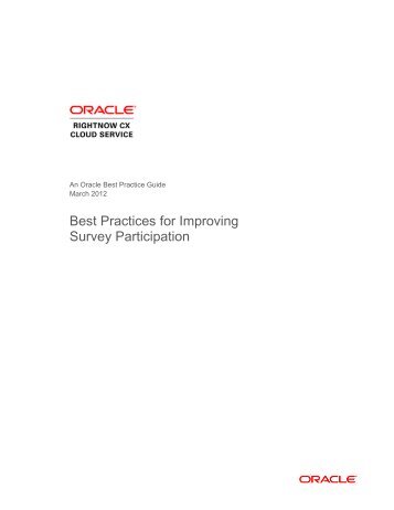How to Improve Survey Participation by Leveraging Best ... - Oracle